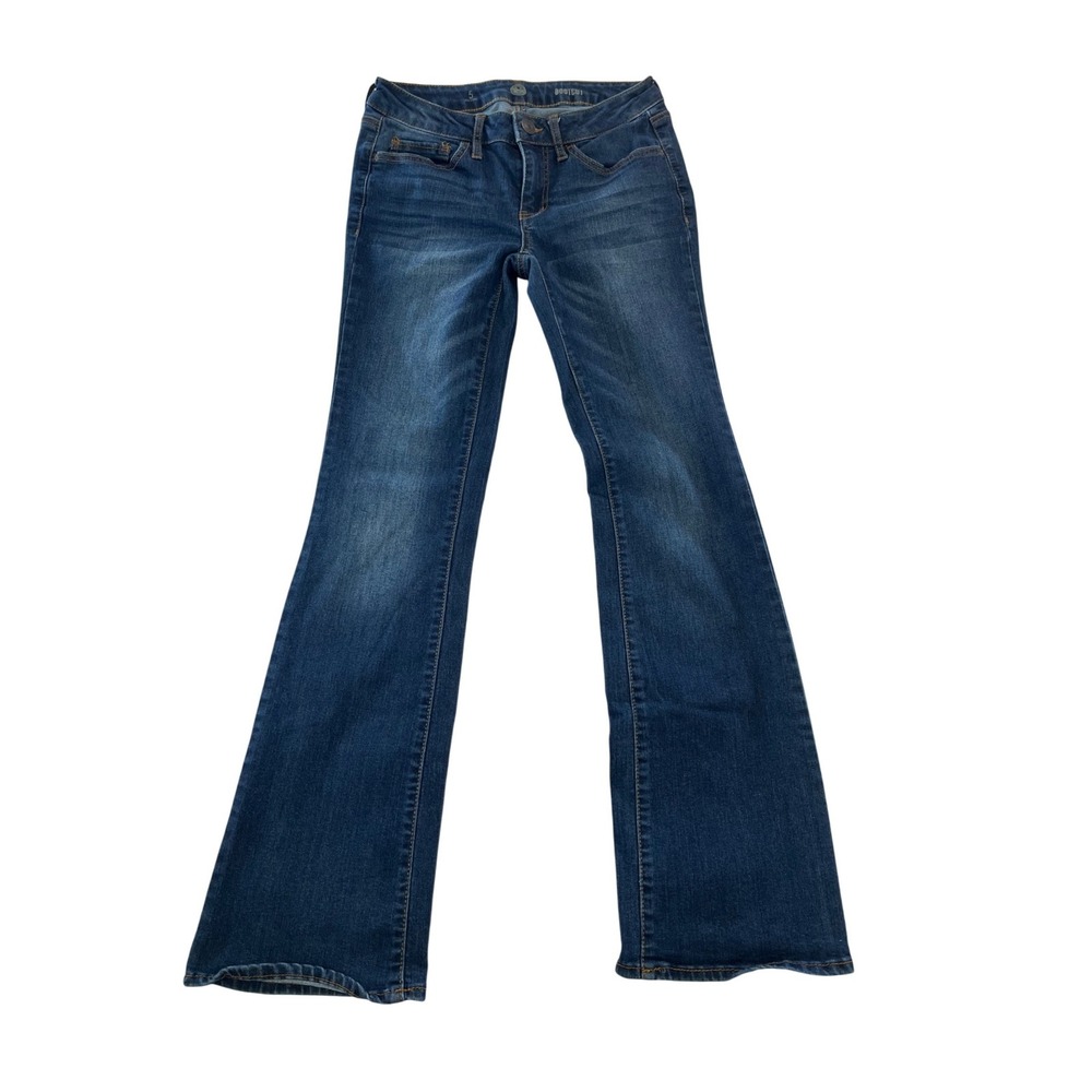 SO Women Dark Wash Bootcut Denim Jeans Size 5 Low Rise Slim Fit Whiskered
